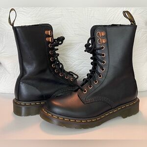 Dr. Martens Rose Gold Hardware Leather Mid-Calf Boots